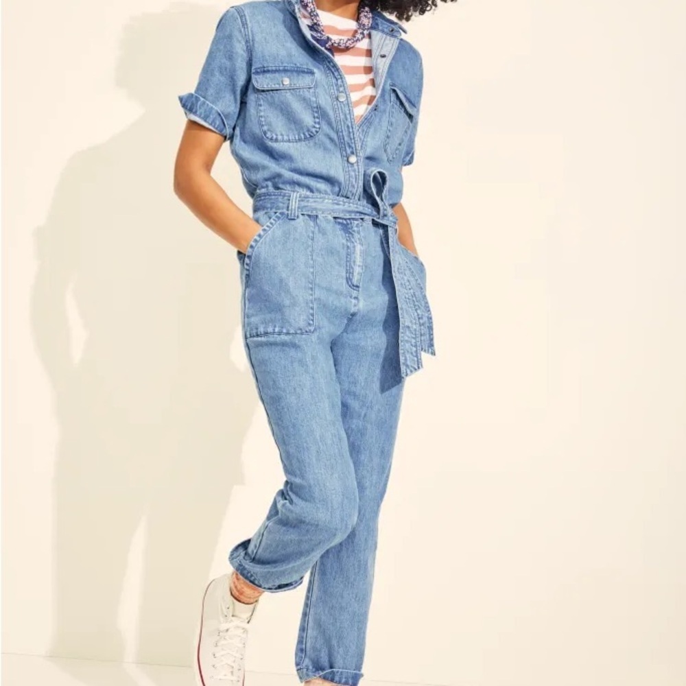 Old Navy Tie Belt Denim Utility Jumpsuit 1X